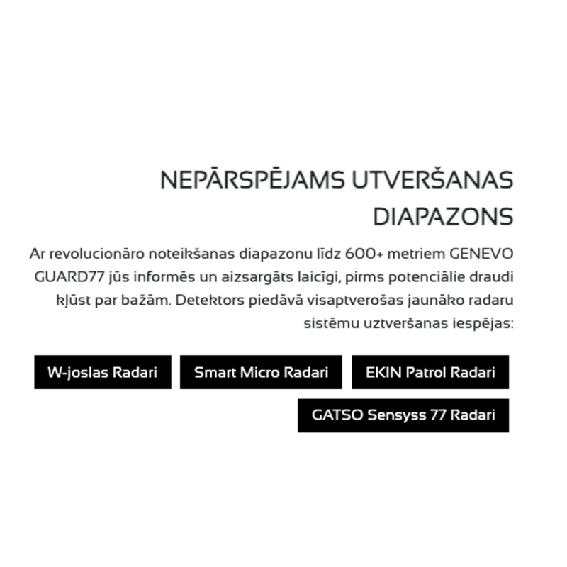Черный (melnā versija) jaunums GENEVO GUARD77 augstas veiktspējas 77GHZ mērierīce