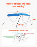 4 stieņu laivas bimini jumts 244 × (185-198) × 137 см, okeāna zils