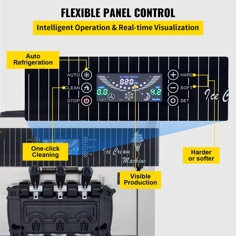 VEVOR 2200W Коммерческая микста Saldējuma Mašina, 20–28 л/ч, Galda Modelis, Piemerota Restoraniem, Bariem, Kafejnīcām, Maiznīcām