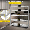 VEVOR 5 līmeņu nerūsējošā tērauda uzglabāšanas plaukts, 150 x 45 x 180 cm, 300 kg slodze, regulējams augstums, ventilācijas atveres