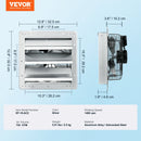 VEVOR žalūziju izplūdes ventilaatorid, sienas montāžas, 254 mm, 1280 m³/h, vahelduvvoolumootorid