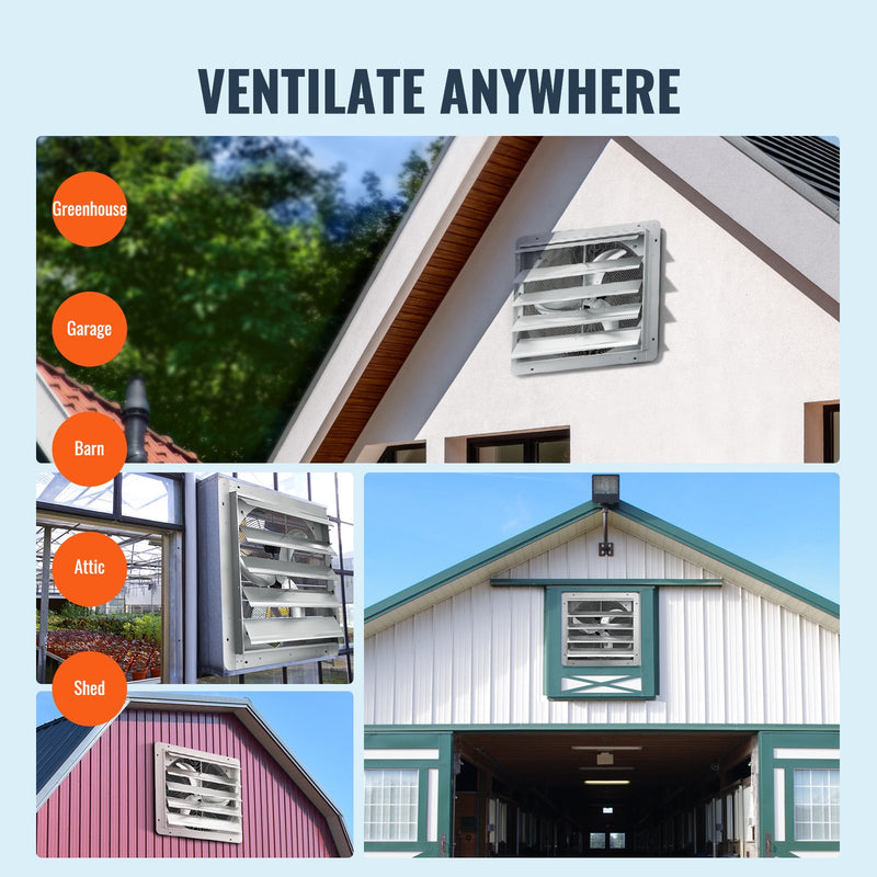 VEVOR žalūziju izplūdes ventilaatorid, sienas montāžas, 610 mm, 4919 m³/h, vahelduvvoolumootorid