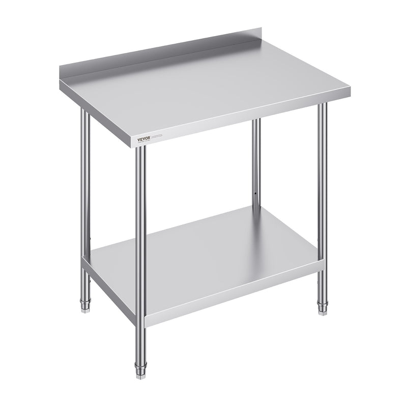 VEVOR nerūsējošā tērauda darba galds, 61 x 91 cm, regulējams plaukts, 200 kg slodze