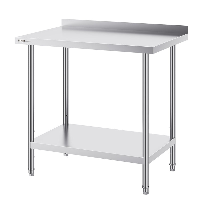 VEVOR nerūsējošā tērauda darba galds, 61 x 91 cm, regulējams plaukts, 200 kg slodze