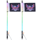 VEVOR LED spirālveida antenas gaismas ar atsperes pamatni, 2 gab., 1,2 m, RGB, ar tālvadību un lietotni