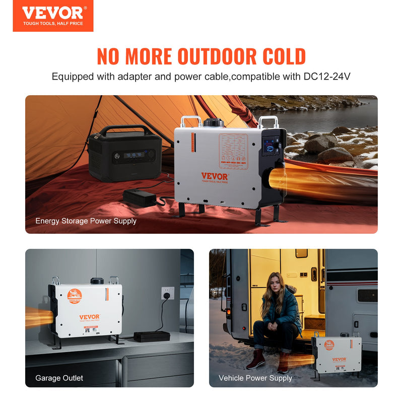 220V un 12V/24V 2KW VEVOR dīzeļa gaisa sildītājs 2.2L baka Bluetooth APP tālvadības pults lietošanai ārpus telpām