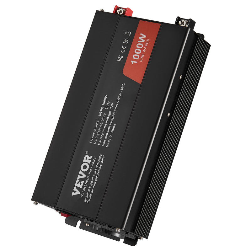 VEVOR синусоидальный инвертор с номинальным напряжением 1000 Вт DC12V AC230V, инверторный ЖК-дисплей, автоматические импульсы, CE