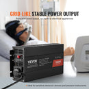 VEVOR синусоидальный инвертор с номинальным напряжением 1000 Вт DC12V AC230V, инверторный ЖК-дисплей, автоматические импульсы, CE
