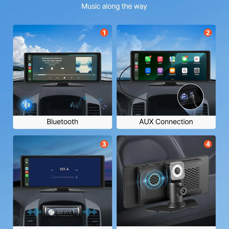 Мультимедийная система Automašīnas с диагональю 25,4 см, Apple CarPlay, Android Auto, priekšējo/aizmugurējo kameru