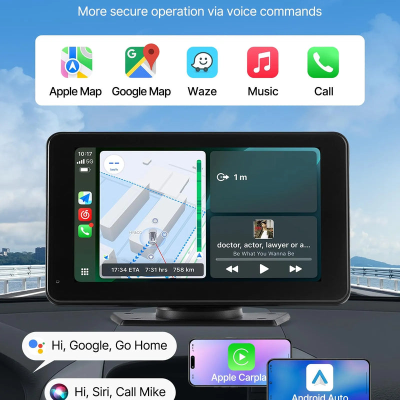 Automašīnas 17,8 см skārienekrāna radio ar Apple CarPlay, Android Auto un atpakaļskata kameru