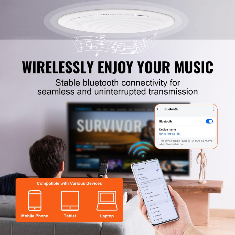 VEVOR 16,5 cm Bluetooth griestu skaļruņi, 150 W, iebūvējami griestos vai sienā