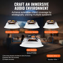 VEVOR 16,5 cm Bluetooth griestu skaļruņi, 150 W, iebūvējami griestos vai sienā