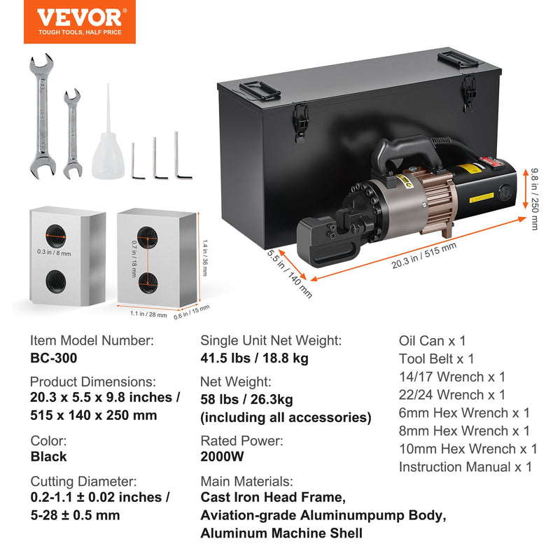 VEVOR 2000W электрическая гидравлическая арматура грязная арматура – гриешана лидз лидз 2-28 мм