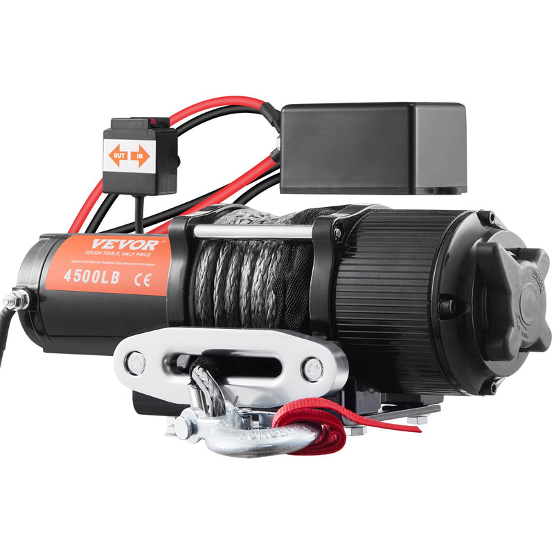 VEVOR elektriskā vinča, 12 V, 2041 kg vilkšanas jauda, ar neilona trosi (6 mm × 12 m), IP55, bezvadu tālvadība, Hawse troses vadotne - ATV, UTV, džipiem, piekabēm, laivām, auto un bezceļa transportlīdzekļiem