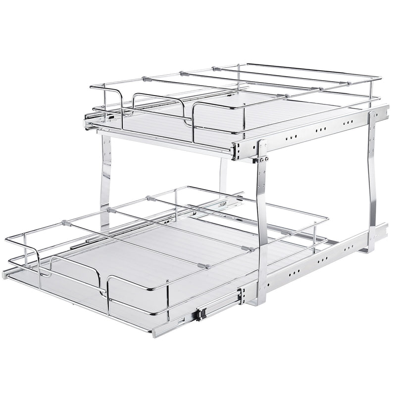 VEVOR 2 Līmeņu Izvelkamais Skapīšu Organizators, Hroma Pārklājuma Tērauds, 48 x 51 cm