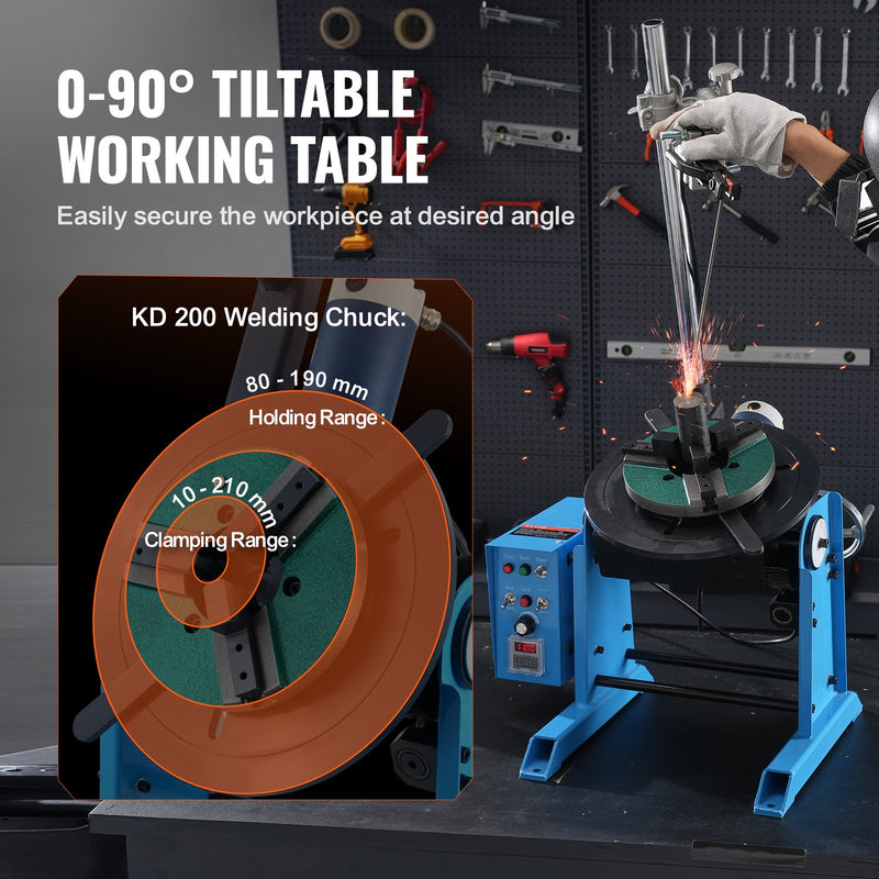 VEVOR metināšanas pozicionētājs 50 kg, 0–90° rotējošs galds, 0,5–6 apgr./min