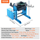 VEVOR metināšanas pozicionētājs 50 kg, 0–90° rotējošs galds, 0,5–6 apgr./min