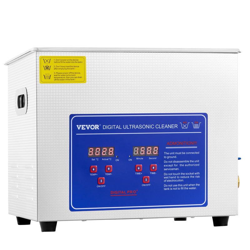 VEVOR 10L ultraskaņas tīrīšanas iekārta, nerūsējošā tērauda ultraskaņas tīrītājs ar digitālo sildītāju un taimeri, piemērots rotaslietām, komerciālai, personīgai un mājas lietošanai.