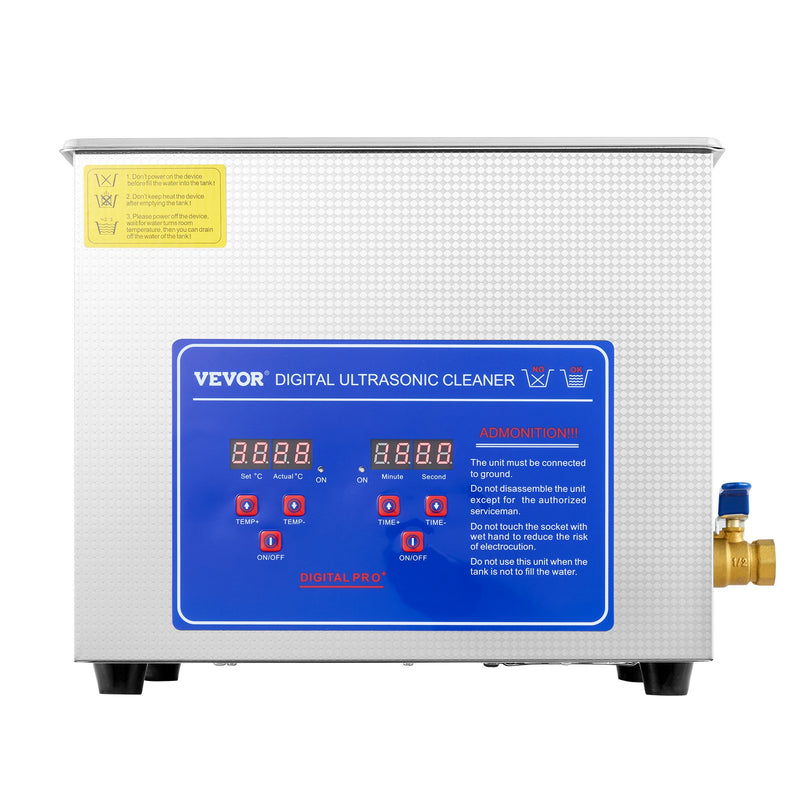 VEVOR 10L ultraskaņas tīrīšanas iekārta, nerūsējošā tērauda ultraskaņas tīrītājs ar digitālo sildītāju un taimeri, piemērots rotaslietām, komerciālai, personīgai un mājas lietošanai.