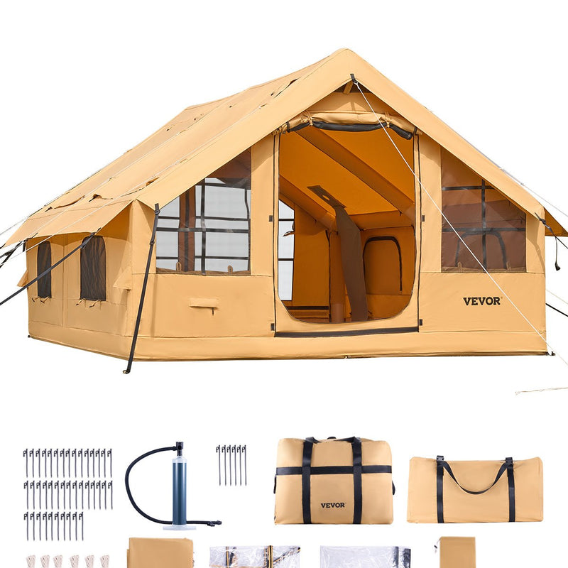 VEVOR piepūšamā telts kempingam 5–8 personām, glampinga telts ar pumpi, viegli uzstādāma