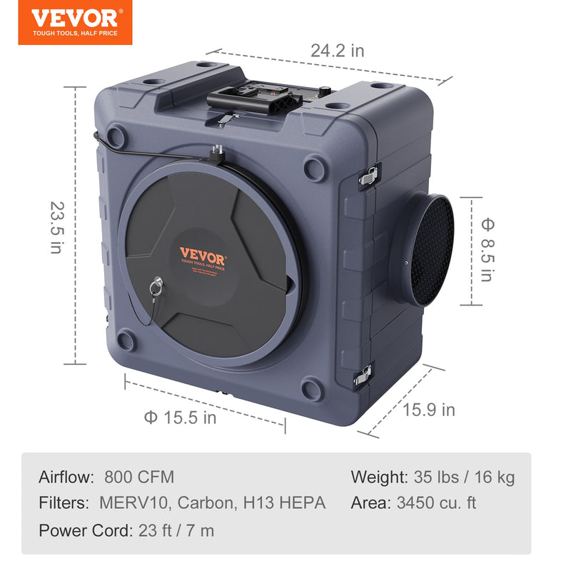 VEVOR 3-posmu gaisa attīrītājs ar 800 CFM