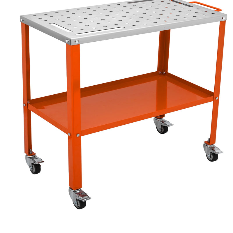 VEVOR Metināšanas Galda 915 x 457 mm, 544 kg Slodzes Iespēja, 2 Slāņi, Pārnēsājams ar Bremzējošiem Riteņiem, 4 Instrumentu Slotas, 15 mm Piestiprināšanas Caurumi