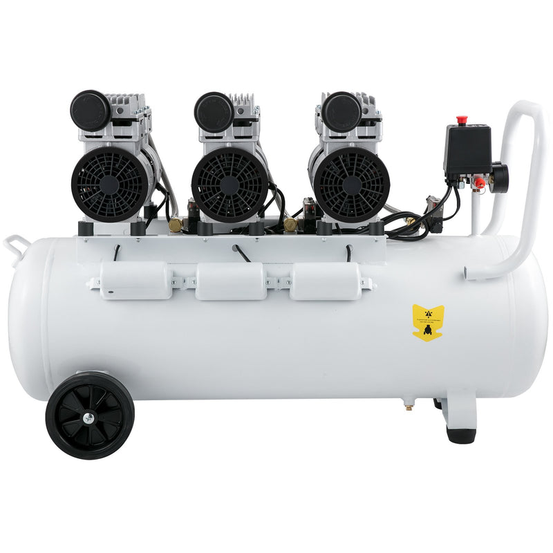 VEVOR gaisa kompresors 80 L, īpaši kluss, bez eļļļas, 2,2 kW, zema trokšņa līmeņa, droša solenoīda vārsta aizsardzība