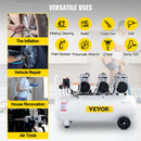 VEVOR gaisa kompresors 80 L, īpaši kluss, bez eļļļas, 2,2 kW, zema trokšņa līmeņa, droša solenoīda vārsta aizsardzība