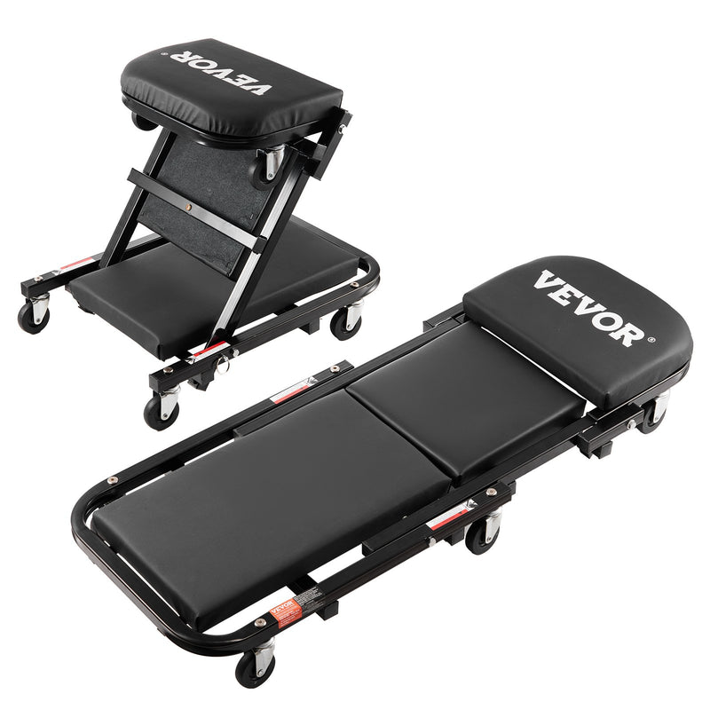 VEVOR 40 collu Salokāmais "Z" Garāžas Mehāniķa Ratiņkrēsls / Sols – 204 kg Ietilpība