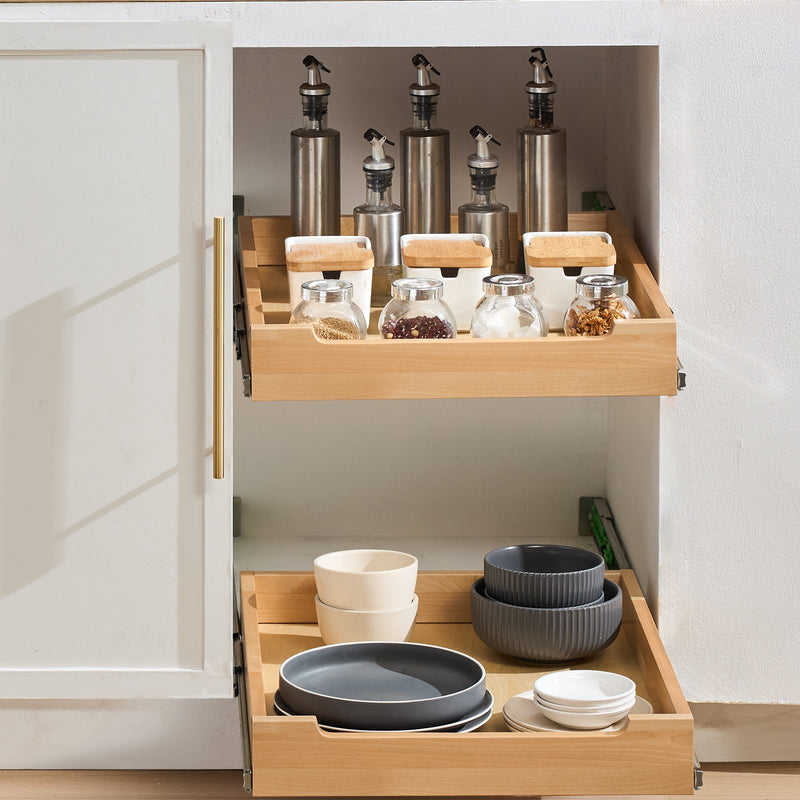 VEVOR Izvelkamais skapja organizators ar mīksto aizvēršanu, izvelkams plaukts, koka atvilktne, 43 cm plats x 53 cm dziļš