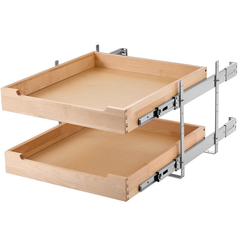 VEVOR divlīmeņu izvelkams skapja organizators ar klusu aizvēršanos, 508 x 533 mm, koks