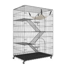 VEVOR 4-stāvu kaķu būris ar 360° rotējošām kājām, 3 kāpnēm un šūpuļkrēslu, piemērots 1-3 kaķiem, 900 x 600 x 1330 mm