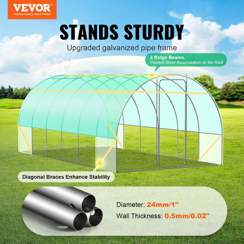 VEVOR парнесаяма augu siltumnīca 5,90x2,95x2,25 м, оцинкованная рама, PE парклажумс, зала