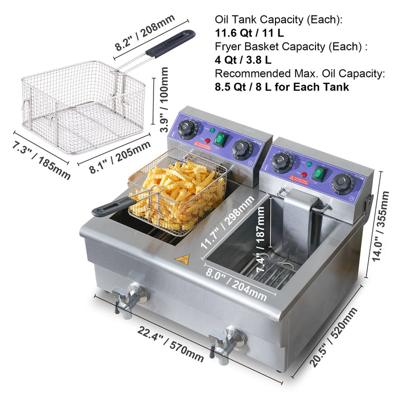 VEVOR elektriskais galda frits, 6000W, дубовый, твердый