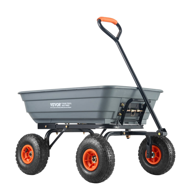 VEVOR Poli dārza izkraušanas ratiņi, smagsvara 600 kg kravnesība, 0,113 m³ ietilpība