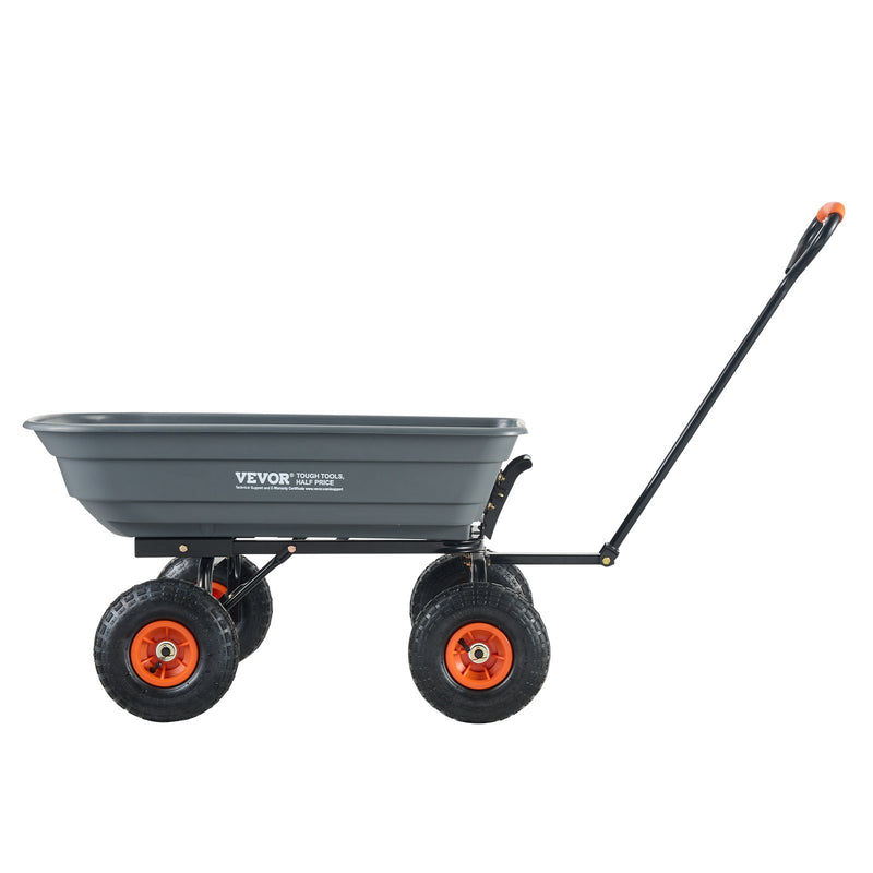 VEVOR Poli dārza izkraušanas ratiņi, smagsvara 600 kg kravnesība, 0,113 m³ ietilpība