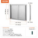 VEVOR nerūsējošā tērauda dubultdurvis grila āra virtuvei, 78,7×60,9 cm, iebūvējamas, vertikālas, ar rokturiem
