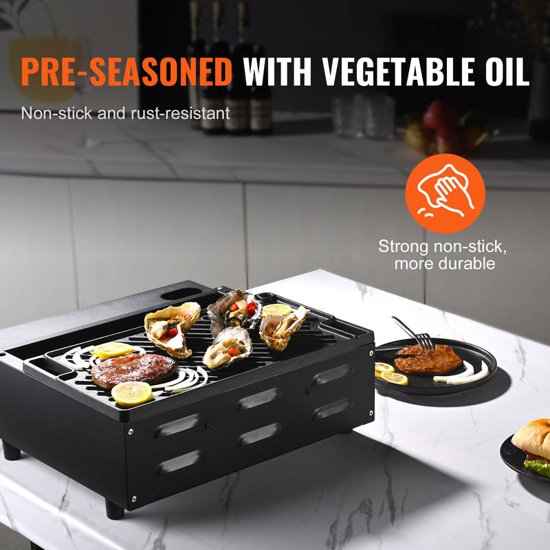 VEVOR Reversā Čuguna Grills/Griddle Panna 24,6 x 42,4 см, Divu Degļu Izmērs