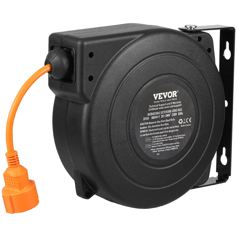 VEVOR 1000W automātiski ievelkama pagarinātāja spole ar 19 m strāvas vadu, 1 m ievadvads