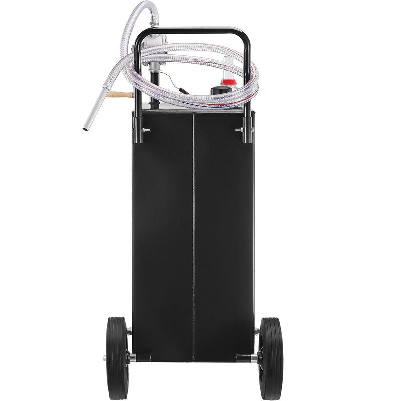 VEVOR 114 litru degvielas tvertne ar 4 riteņiem un manuālo sūkni - pārnēsājams benzīna un dīzeļdegvielas konteiners automašīnām, zāles pļāvējiem, ATV, laivām - melna