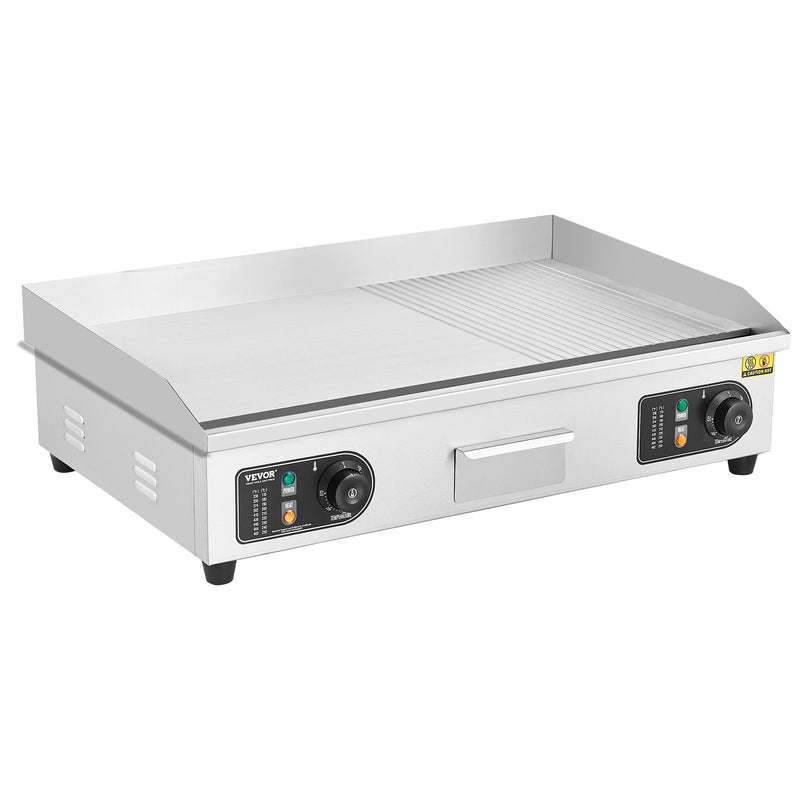 VEVOR komerciālais elektriskais grils 4400 W, galda virsmas, pusplakanais grils, 50 °C–300 °C