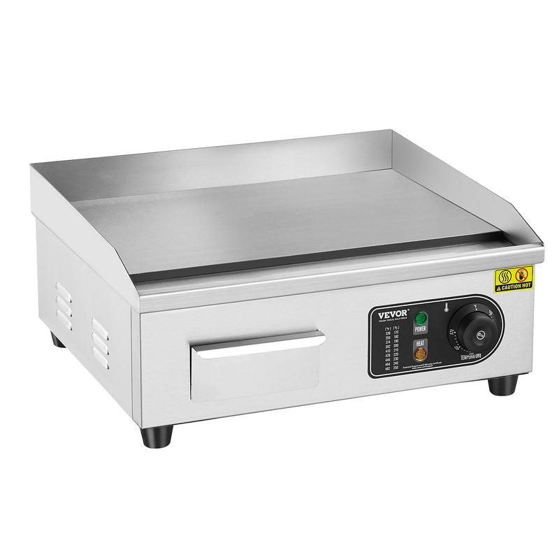 VEVOR komerciālā elektriskā grils 2800 W, galda virsmas, plakana virsma, 50 °C-300 °C