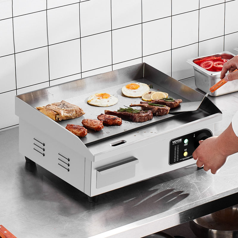 VEVOR komerciālā elektriskā grils 2800 W, galda virsmas, plakana virsma, 50 °C-300 °C