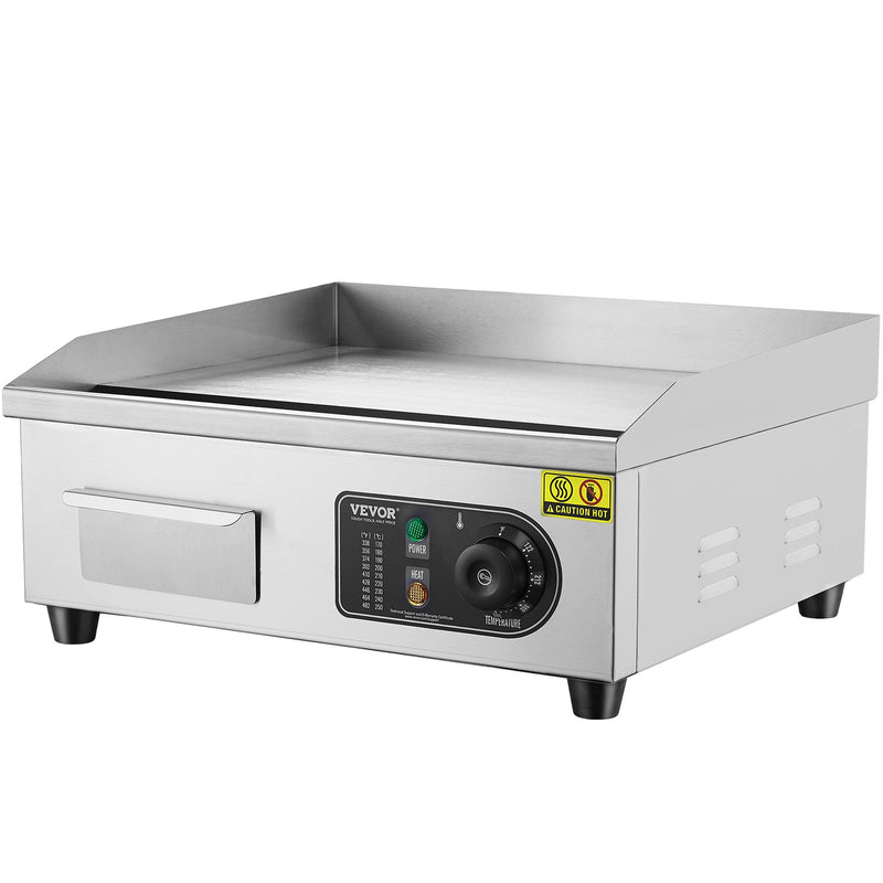 VEVOR komerciālā elektriskā grils 2800 W, galda virsmas, plakana virsma, 50 °C-300 °C