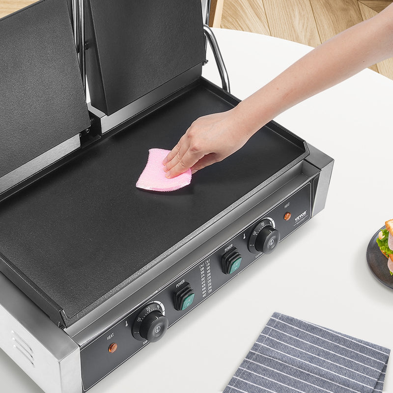 VEVOR Komercialais Panini Preses Grils, Elektriskais Sviestmaizes Pagatavotajs, Līdzena Plāksne