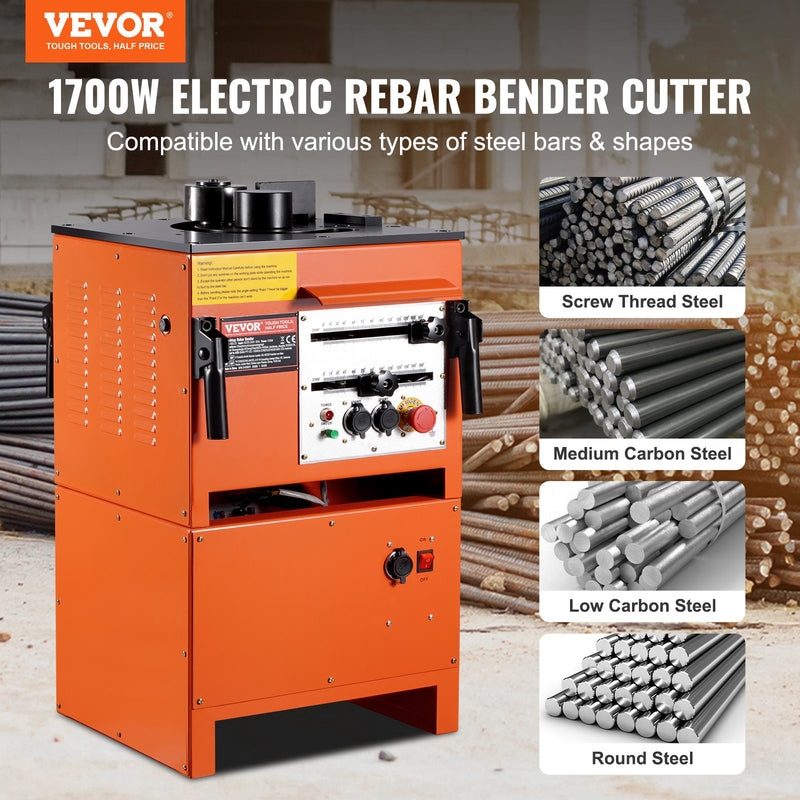 VEVOR 2-in-1 Elektriskais Armatūras Locītājs 1700W – 3 regulējami leņķi līdz 25 mm (