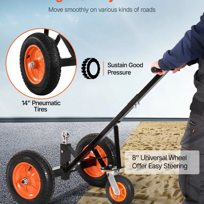 Piekabes pārvietošanas ratiņi, kravnesība 453 kg, regulējams augstums 42,4-55,8 cm, 50 mm sakabes lodveida gals, 35,5 cm riepas