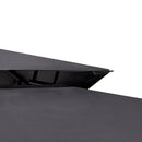 Grila nojume, 2,43 × 1,5 m pastiprināta āra BBQ nojume ar divslāņu jumtu, pulverkrāsota tērauda konstrukcija ar 2 sānu plauktiem un 8 āķiem, grila nojume terasei, pagalmam vai dārzam