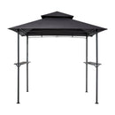 Grila nojume, 2,43 × 1,5 m āra BBQ nojume ar divslāņu jumtu, pulverkrāsota tērauda terases nojume ar 2 sānu plauktiem un 8 āķiem, grilēšanas nojume terasei, pagalmam, dārzam vai piknikam