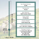 152 cm metāla žoga stabi T veida, zaļi, 10 gab., pastiprināti